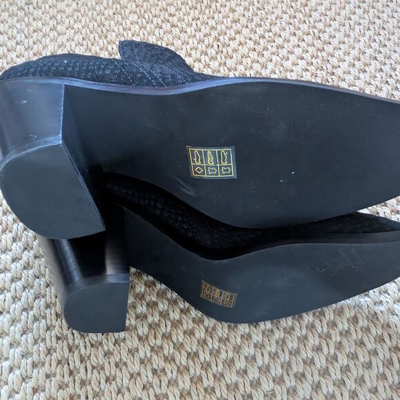 Jeffrey Campbell Rosee Black Suede Snake Print Ankle Block Heel Boots 10 NWOB - Picture 8 of 9